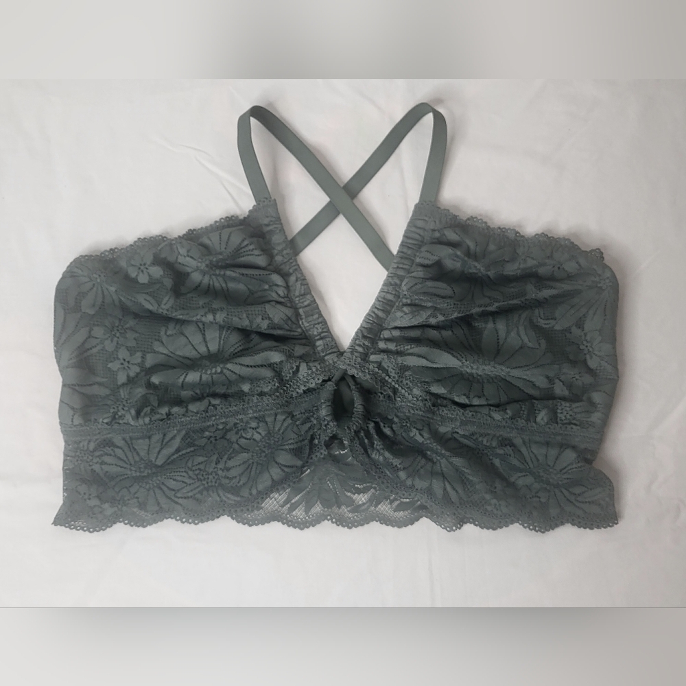 Aerie Lace Bralette in Dark Green